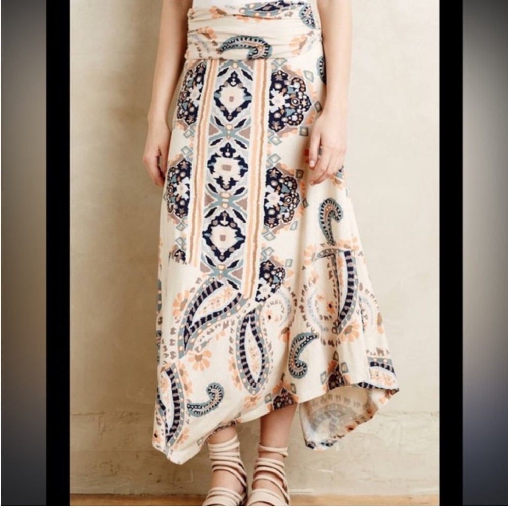 Anthropologie Maeve Paisley Asymmetrical Maxi Skirt